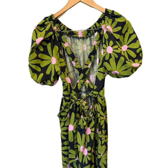 TOPSHOP Cotton Bold Daisy Cross Back Poplin Midi Dress (US/6) - Picture 4 of 8